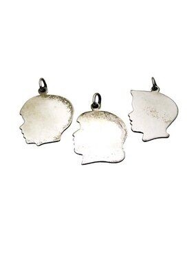 Lot of 3 Vintage Sterling Silver Engraved Boy and Girl Child Silhouette Charms